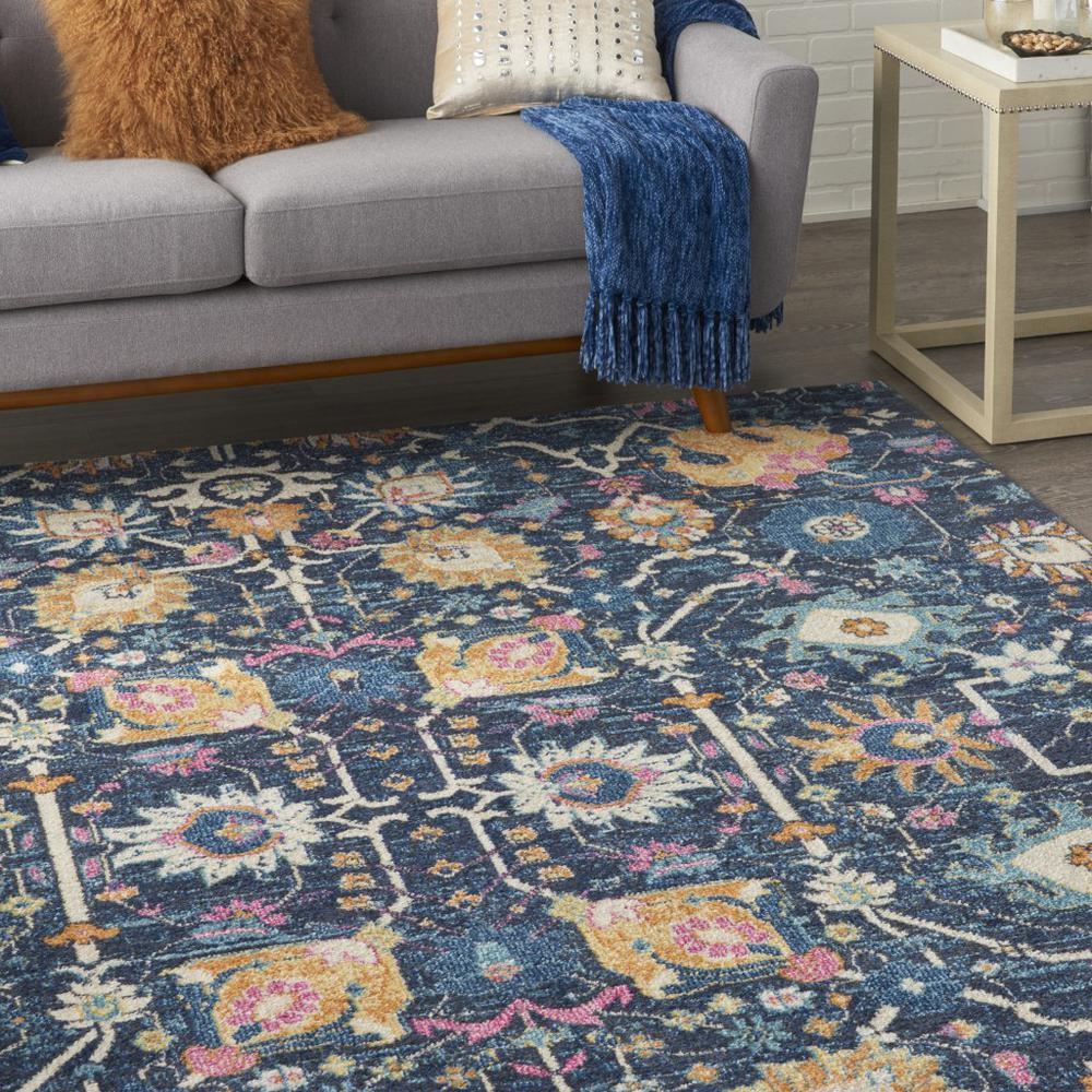 7’ x 10’ Navy Blue Floral Buds Area Rug - 385238. Picture 5