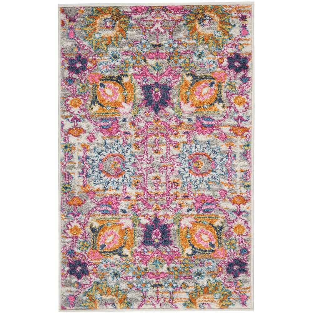 2’ x 3’ Gray and Pink Distressed Scatter Rug - 385240. Picture 1