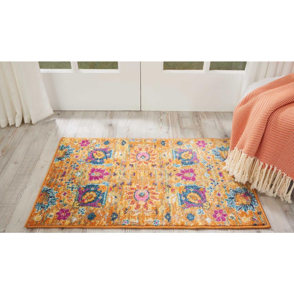 2’ x 3’ Sun Gold and Navy Distressed Scatter Rug - 385244. Picture 4
