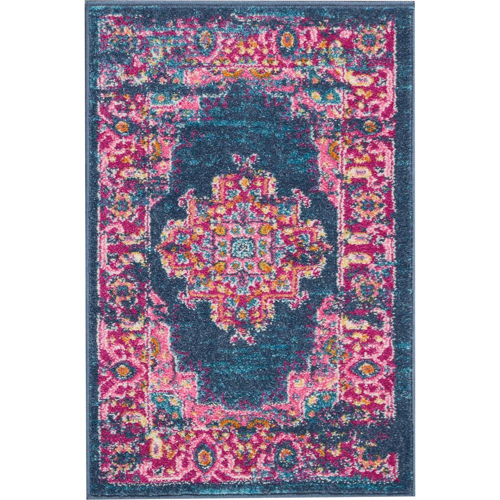 2’ x 3’ Blue and Pink Medallion Scatter Rug Blue. Picture 1
