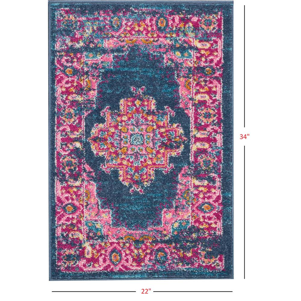 2’ x 3’ Blue and Pink Medallion Scatter Rug Blue. Picture 7