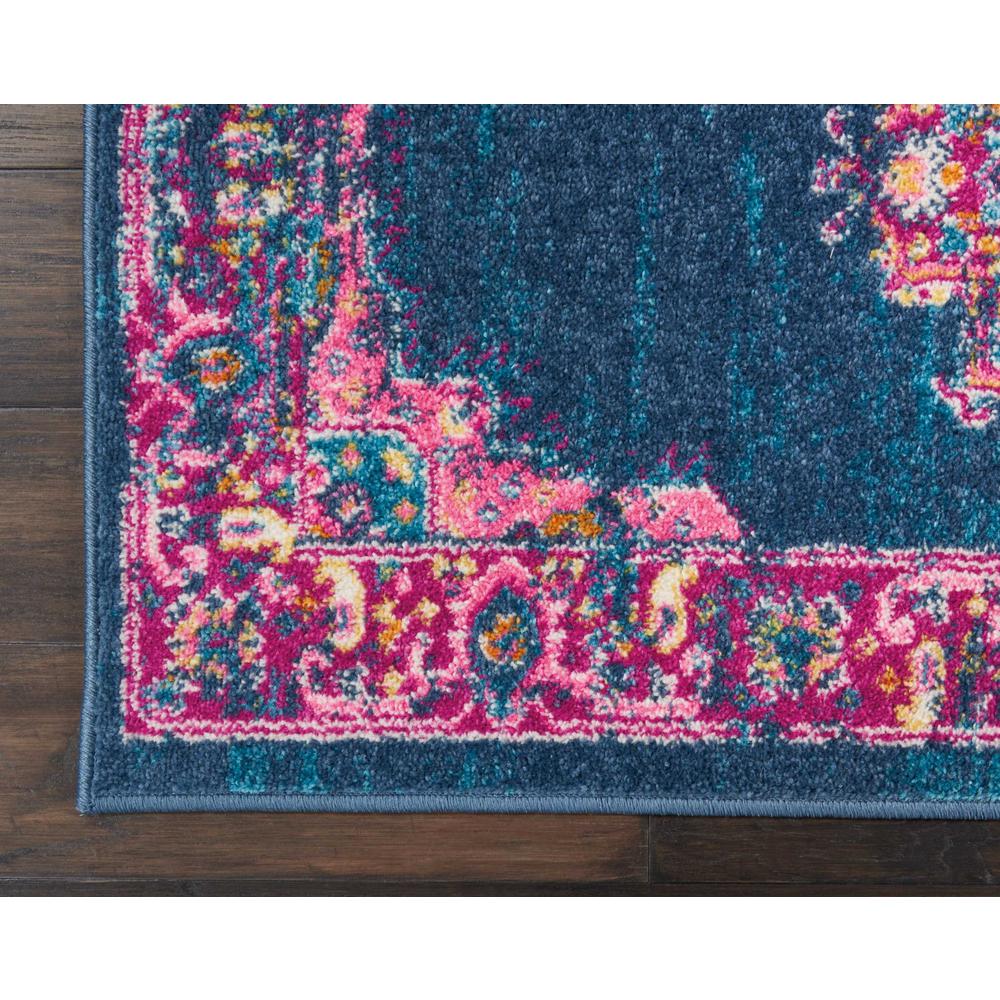 2’ x 8’ Blue and Pink Medallion Runner Rug Blue. Picture 2