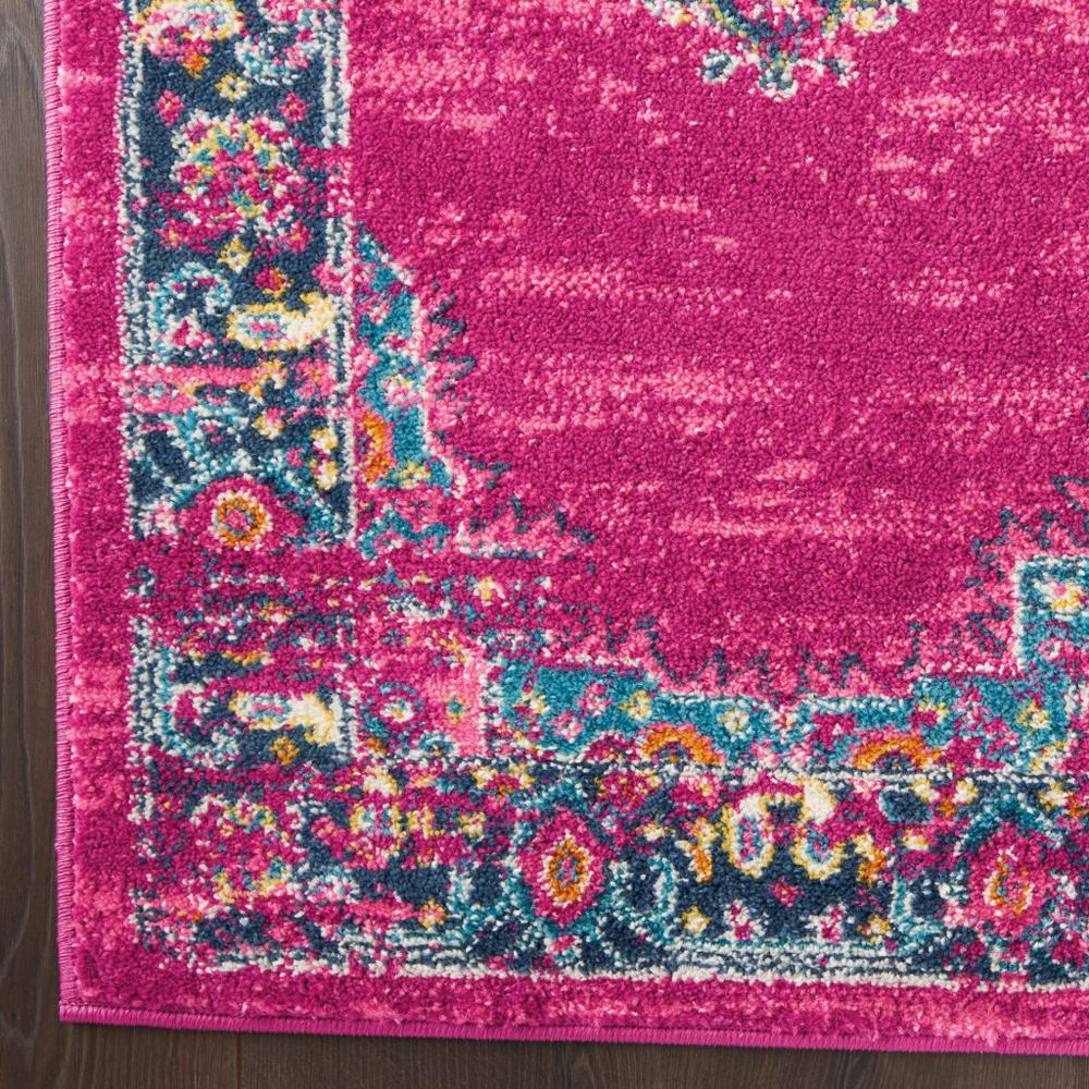 2’ x 10’ Fuchsia and Blue Distressed Runner Rug Fuchsia. Picture 2