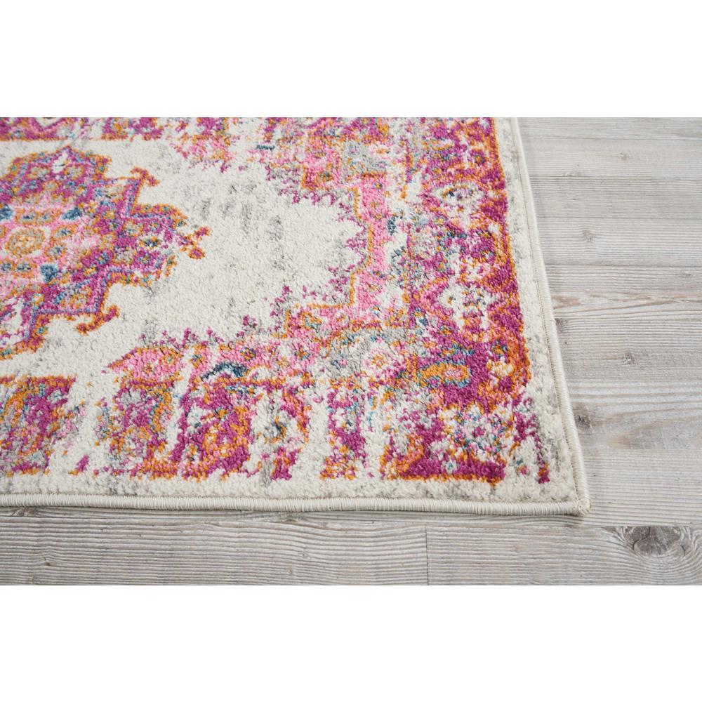 2’ x 6' Ivory and Fuchsia Distressed Runner Rug Ivory/Fuchsia. Picture 5