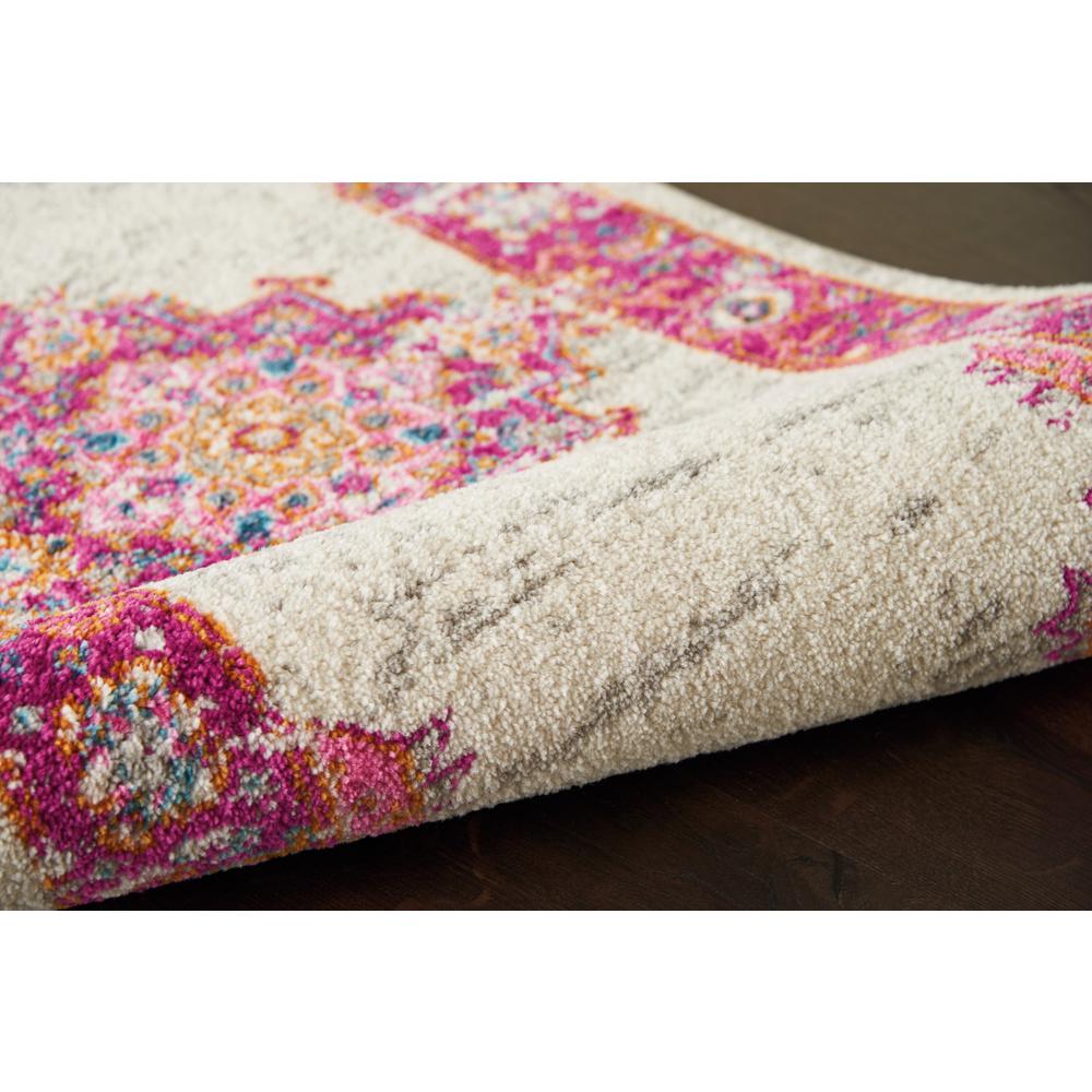 2’ x 10' Ivory and Fuchsia Distressed Runner Rug Ivory/Fuchsia. Picture 3