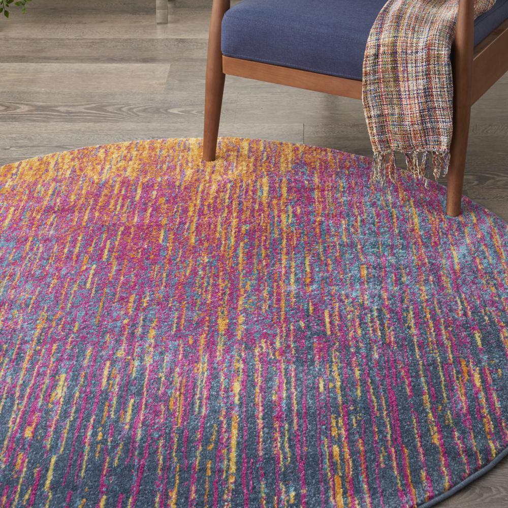 5’ Round Rainbow Abstract Striations Area Rug - 385275. Picture 5