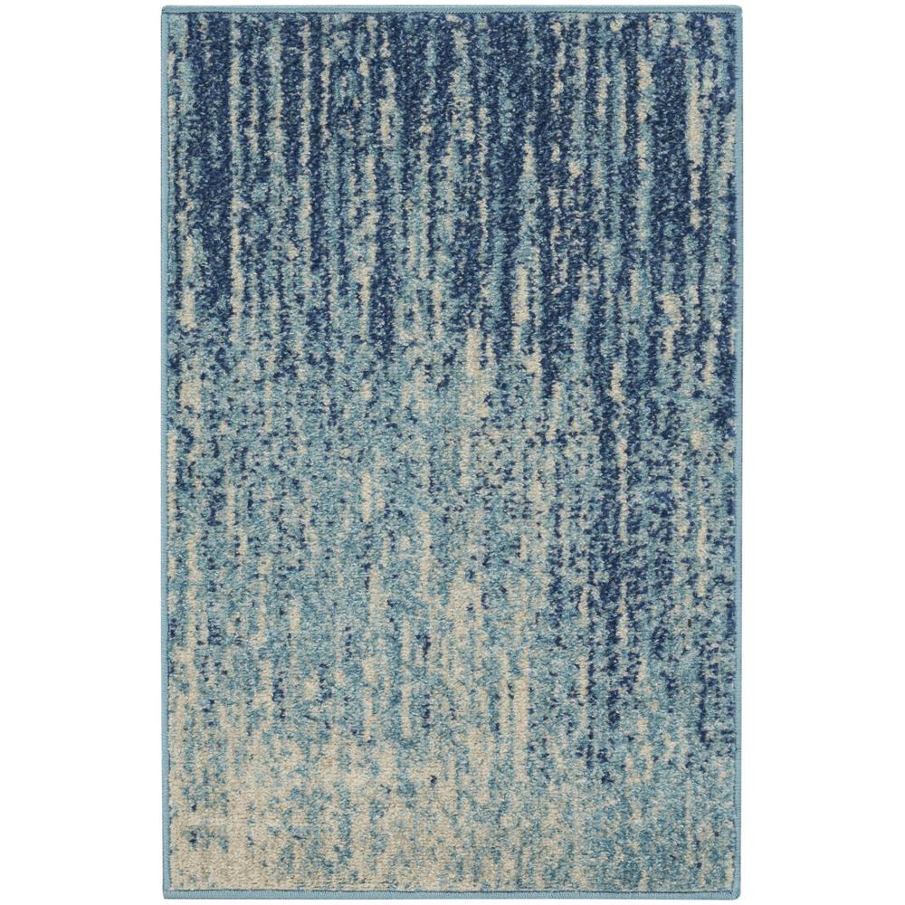 2’ x 3’ Navy and Light Blue Abstract Scatter Rug Navy/Light Blue. Picture 1