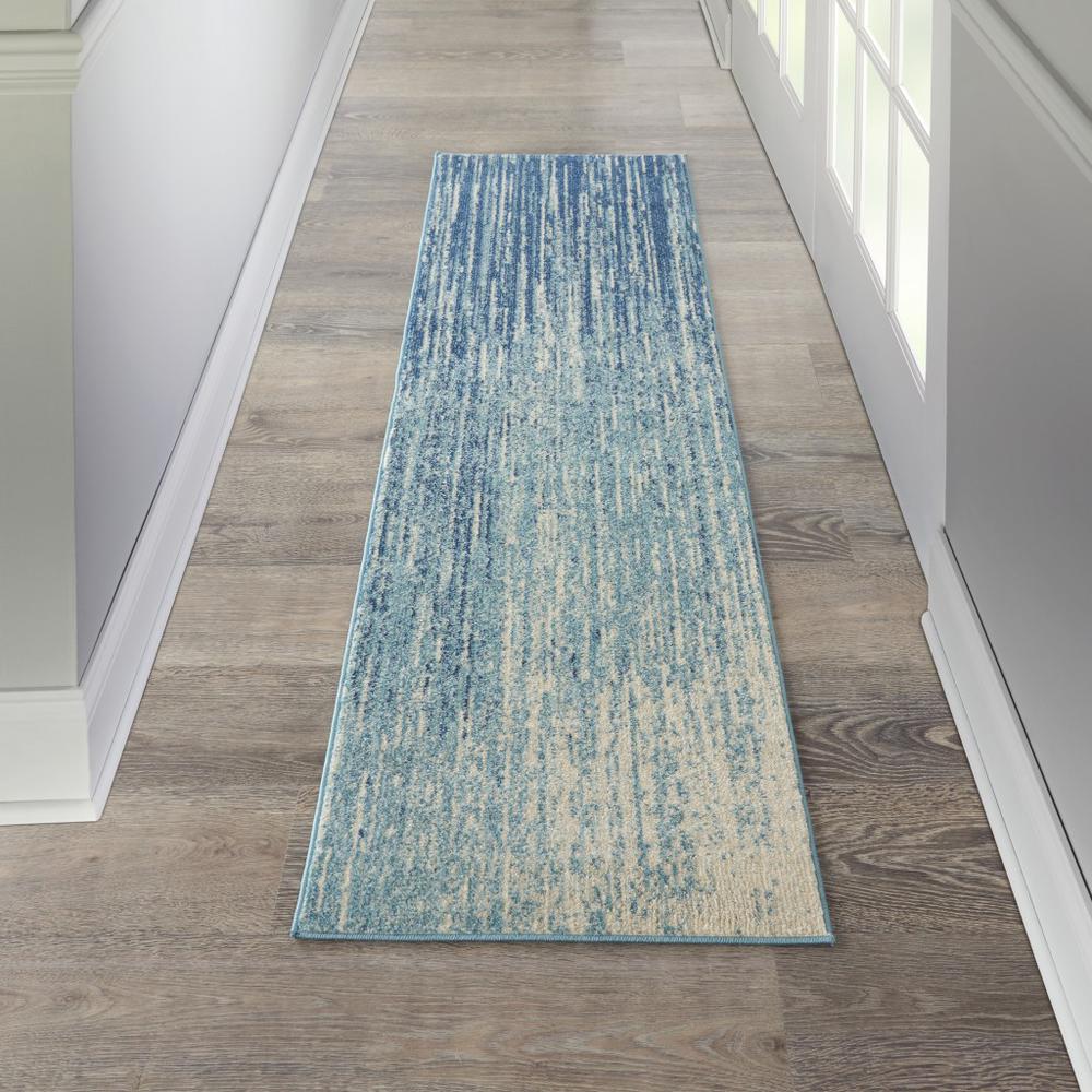 2’ x 6’ Navy and Light Blue Abstract Runner Rug Navy/Light Blue. Picture 4