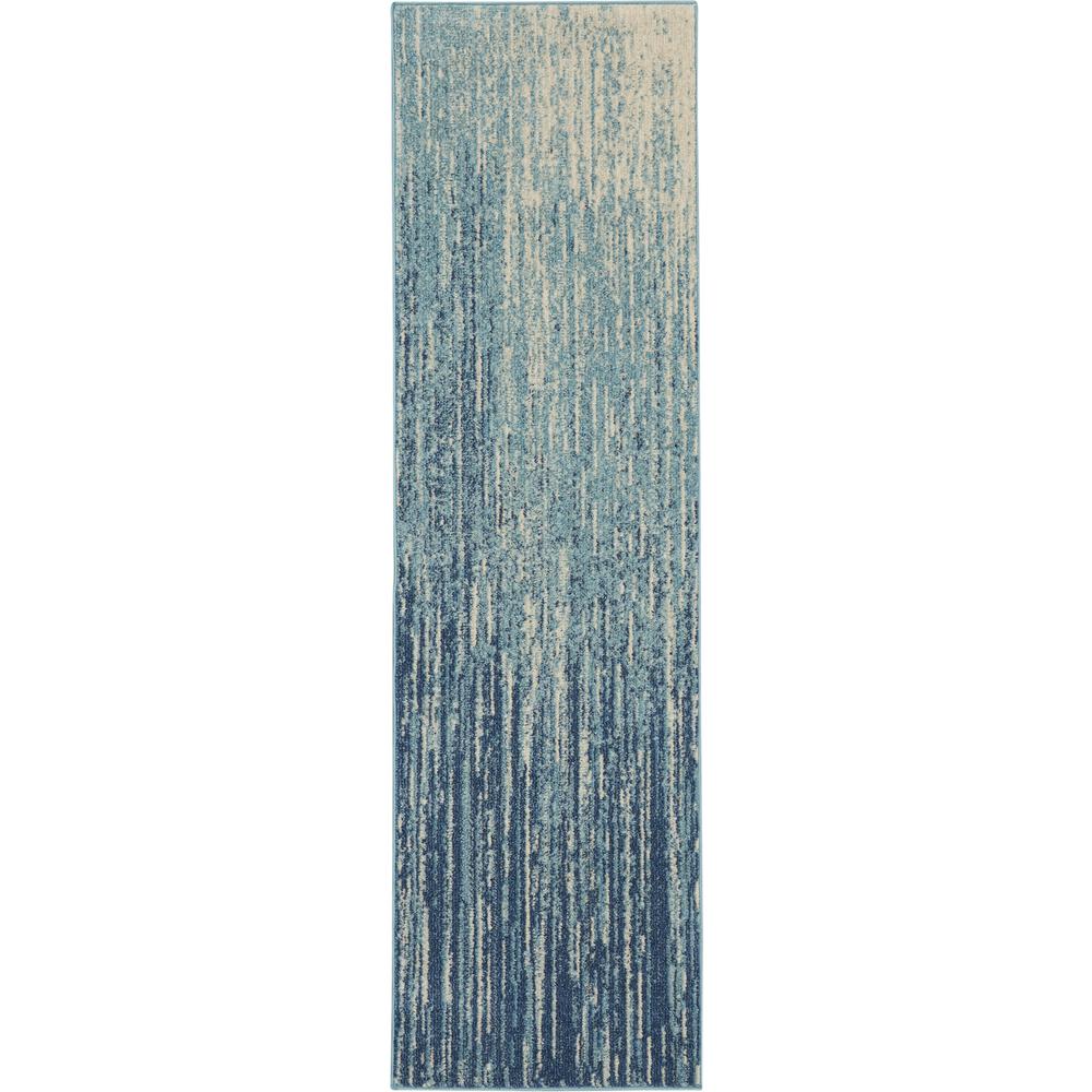 2’ x 8’ Navy and Light Blue Abstract Runner Rug Navy/Light Blue. Picture 1