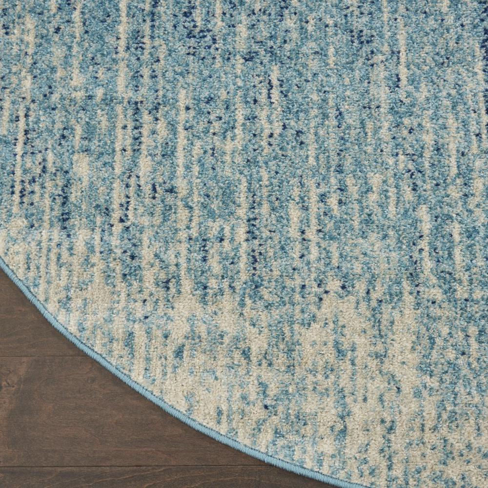 4’ Round Navy and Light Blue Abstract Area Rug Navy/Light Blue. Picture 2