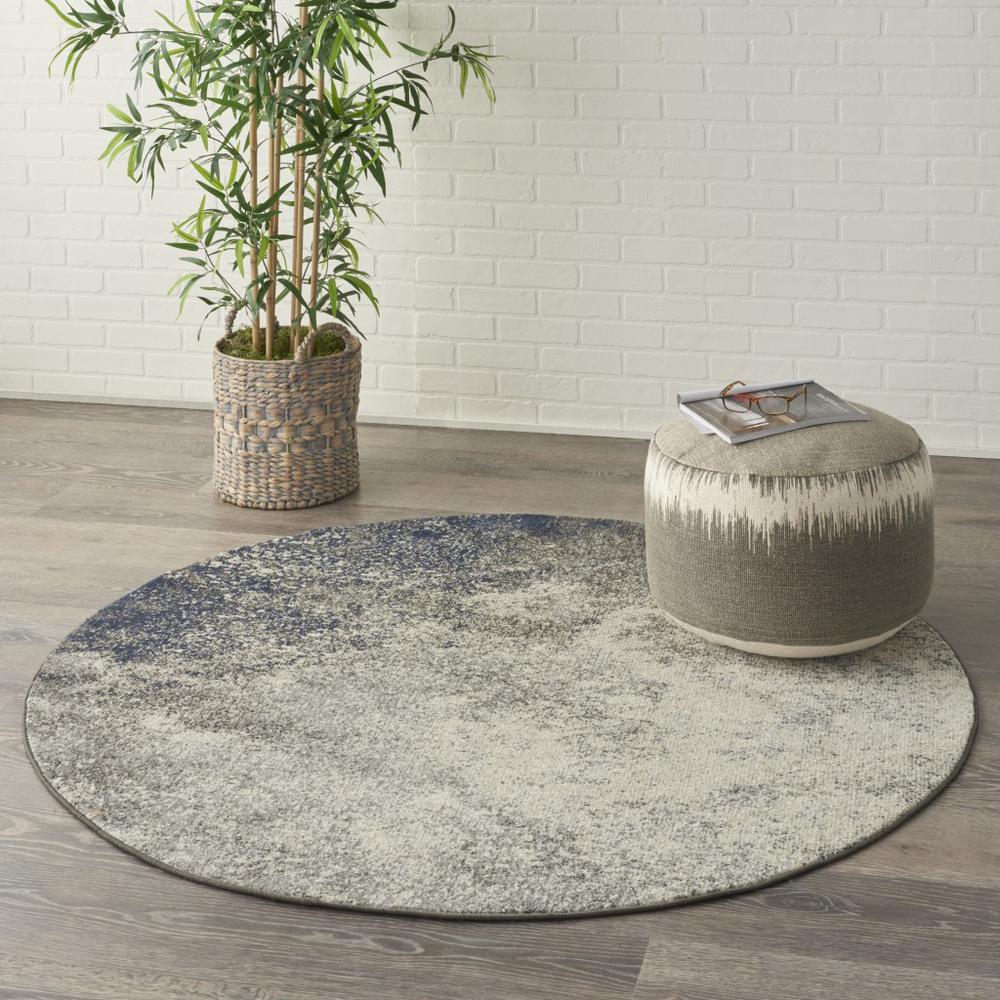 4’ Round Charcoal and Ivory Abstract Area Rug Charcoal/Ivory. Picture 6