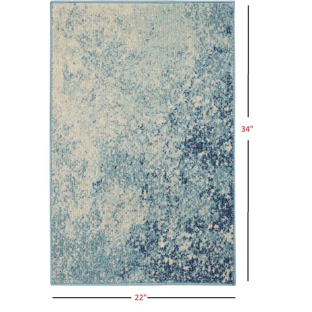 2’ x 3’ Light Blue and Ivory Abstract Sky Scatter Rug Navy/Light Blue. Picture 5