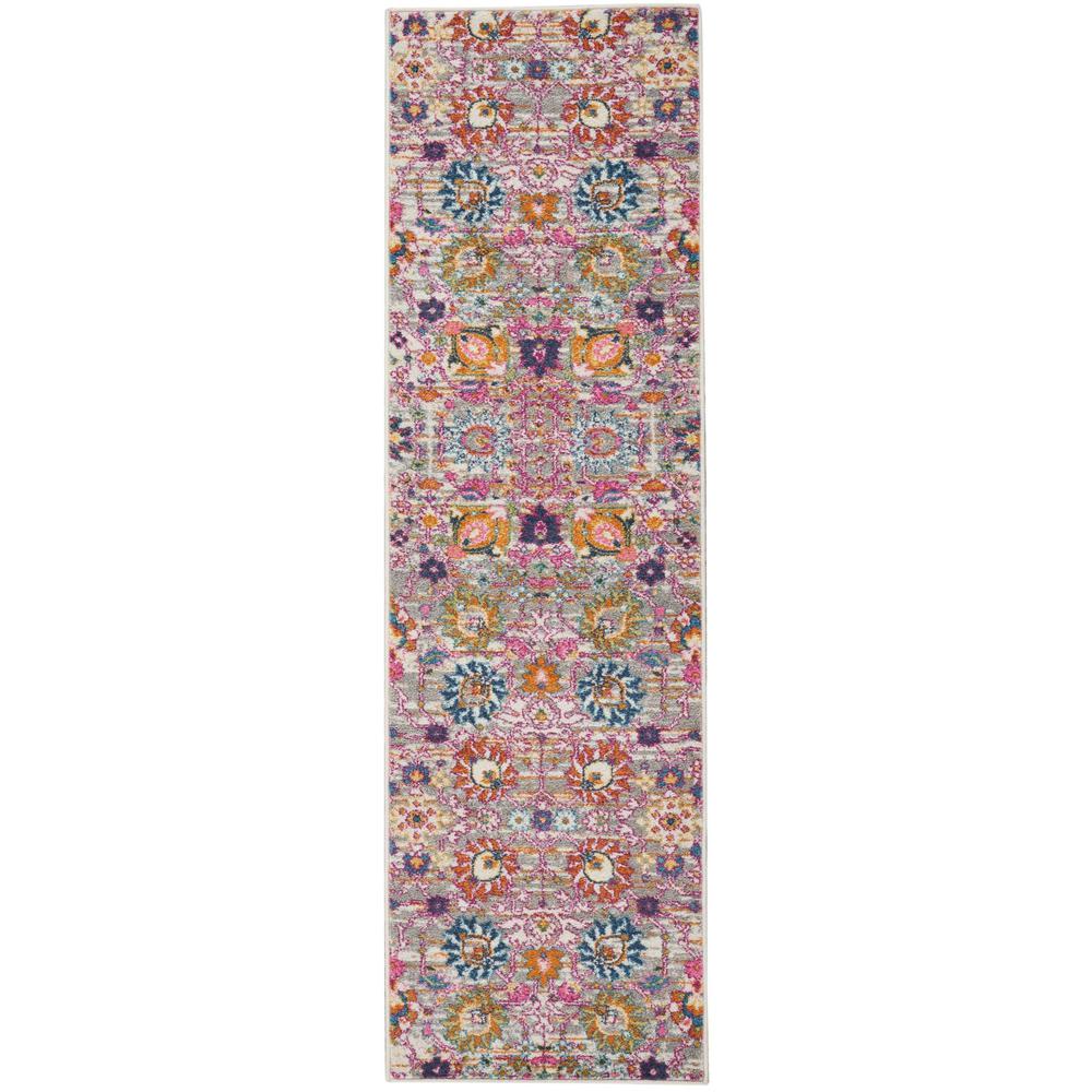 2’ x 8’ Gray and Pink Distressed Runner Rug - 385300. Picture 1