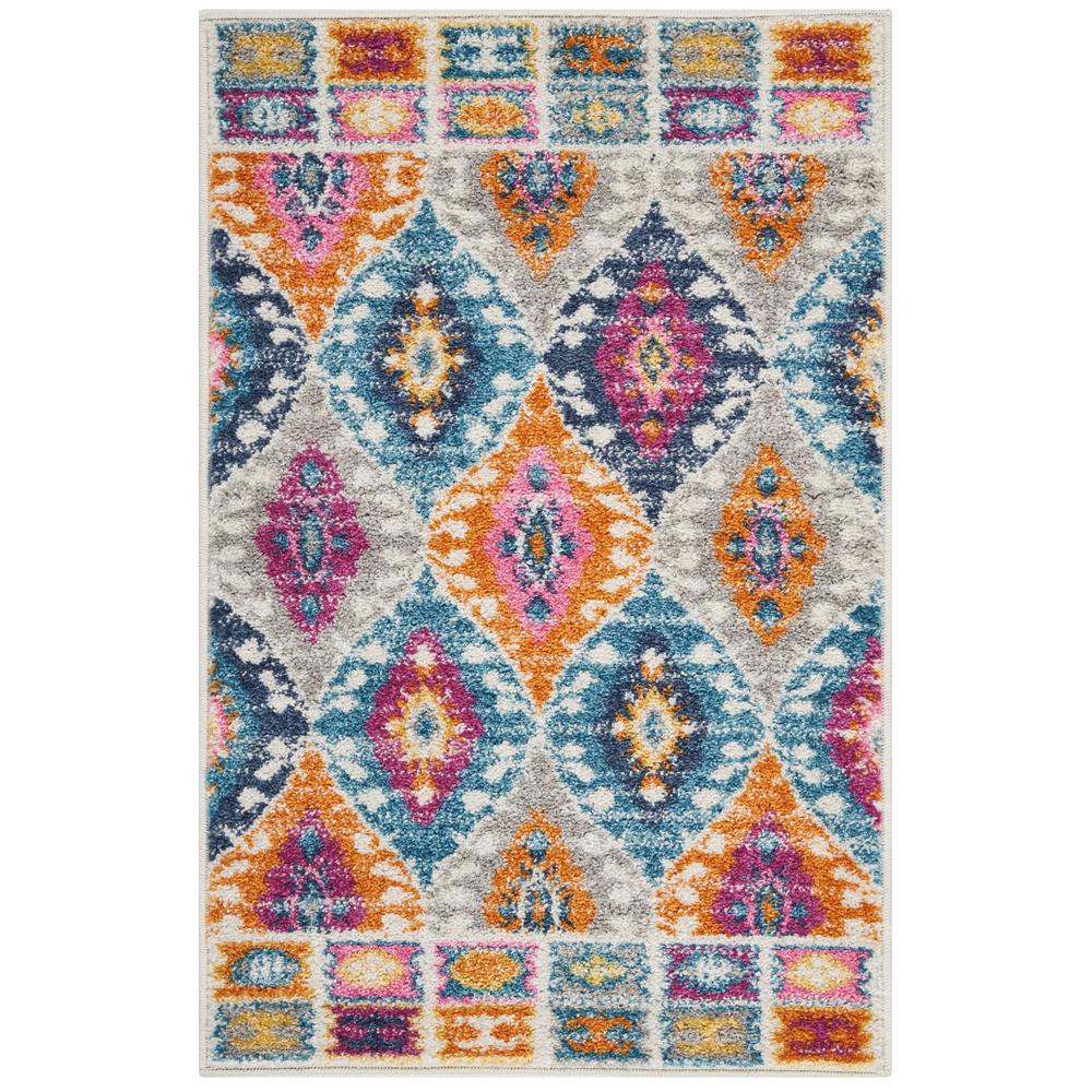 2’ x 3’ Multicolor Ogee Pattern Scatter Rug - 385308. Picture 1