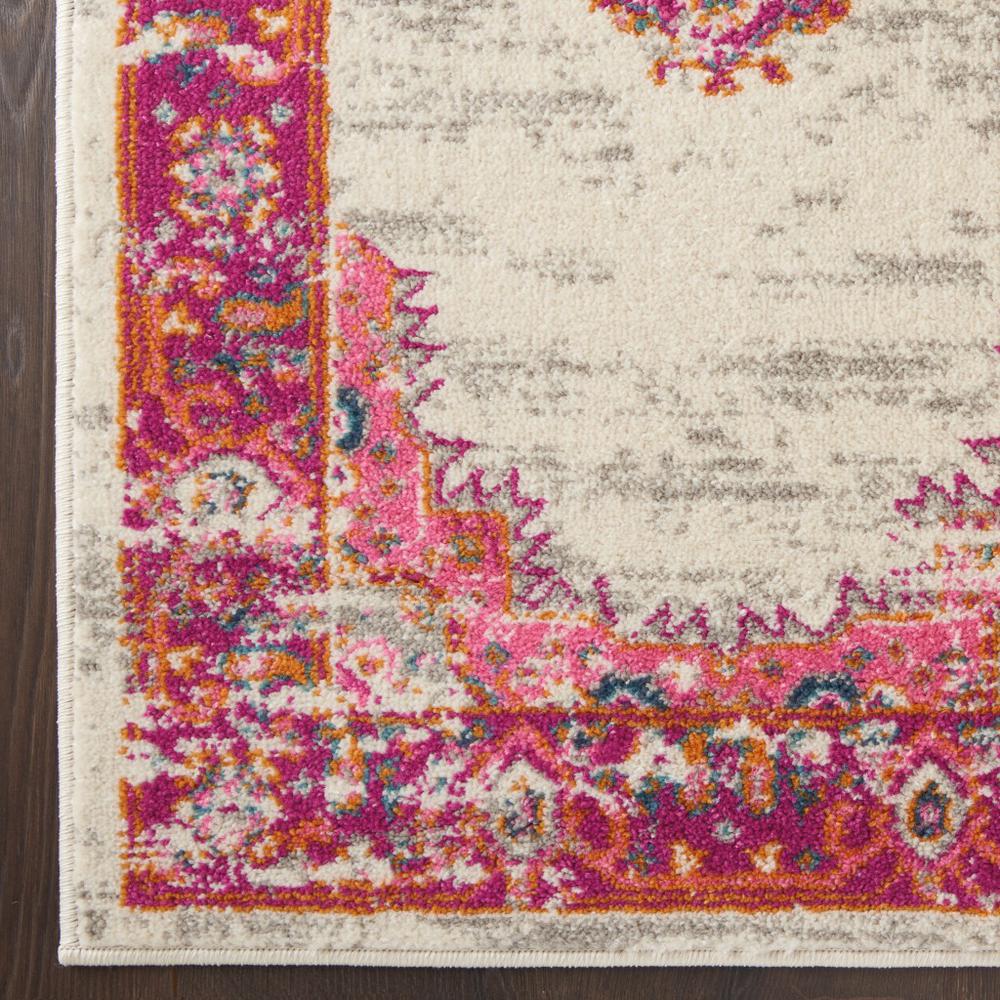 2’ x 3' Ivory and Fuchsia Distressed Scatter Rug Ivory/Fuchsia. Picture 2