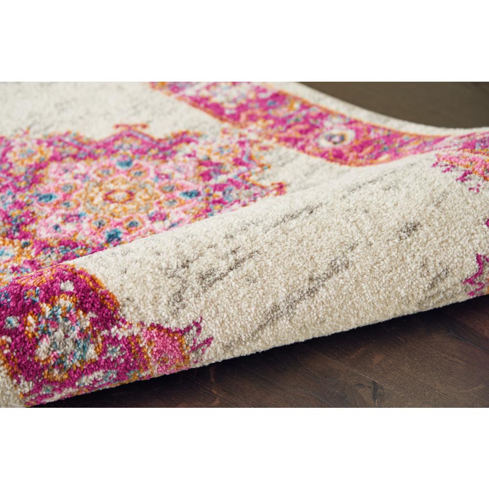 2’ x 3' Ivory and Fuchsia Distressed Scatter Rug Ivory/Fuchsia. Picture 3