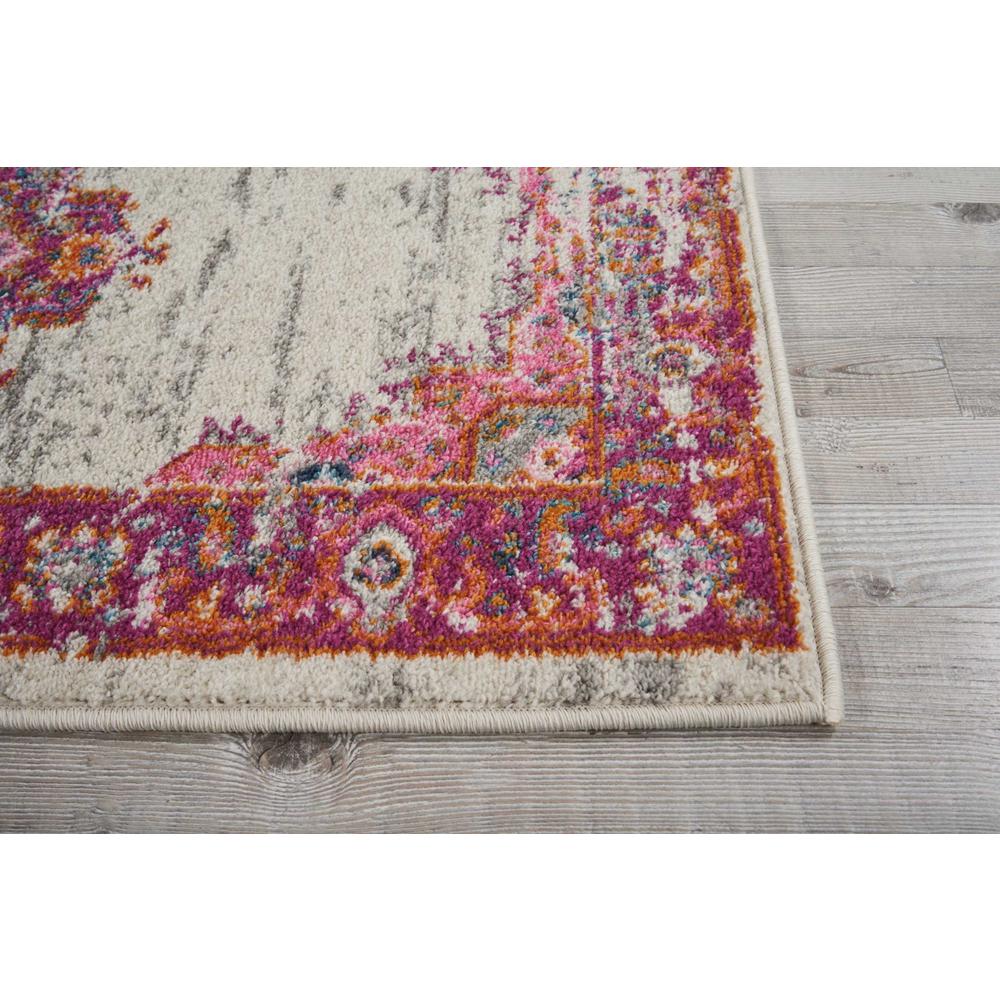 2’ x 8' Ivory and Fuchsia Distressed Runner Rug Ivory/Fuchsia. Picture 5