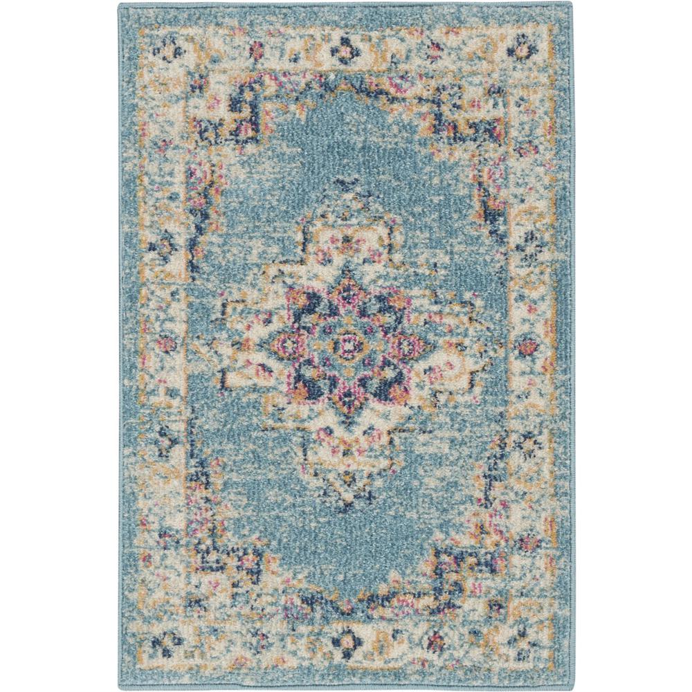 2’x3’ Light Blue Distressed Medallion Scatter Rug - 385328. The main picture.