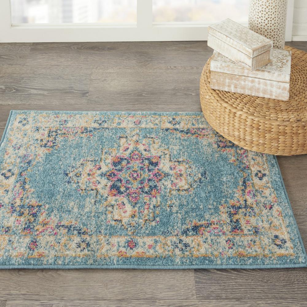2’x3’ Light Blue Distressed Medallion Scatter Rug - 385328. Picture 4