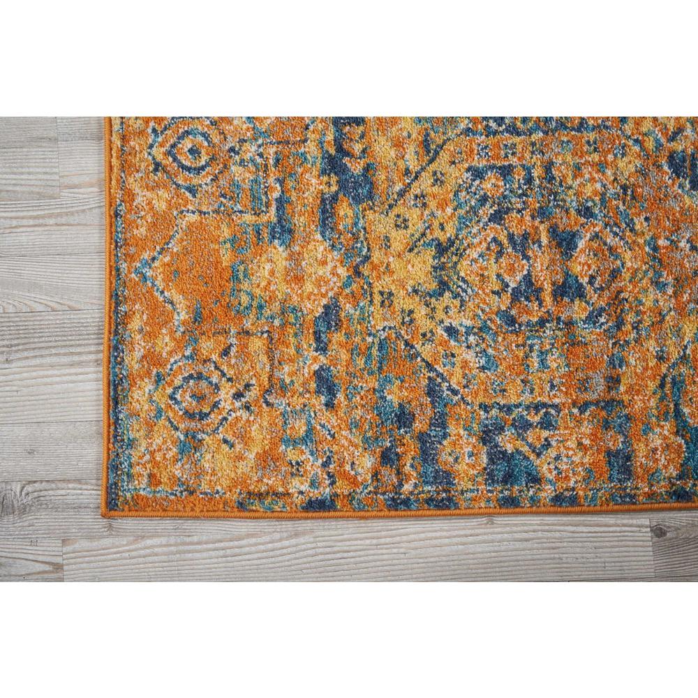 2’ x 6’ Gold and Blue Antique Runner Rug Teal/Sun. Picture 2