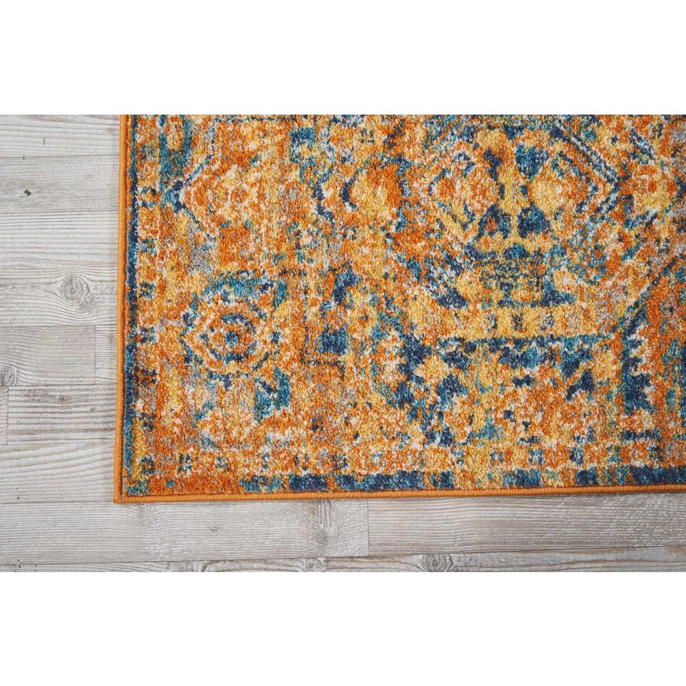2’ x 8’ Gold and Blue Antique Runner Rug Teal/Sun. Picture 2