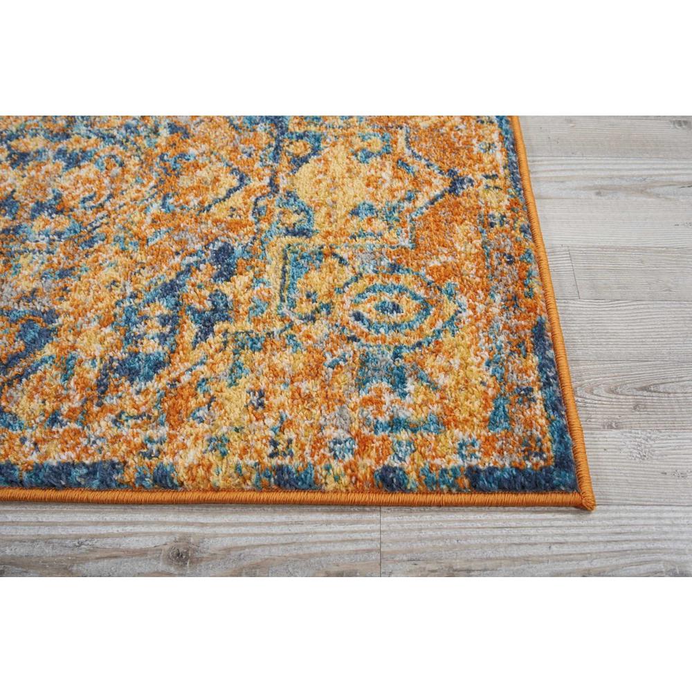 2’ x 8’ Gold and Blue Antique Runner Rug Teal/Sun. Picture 5