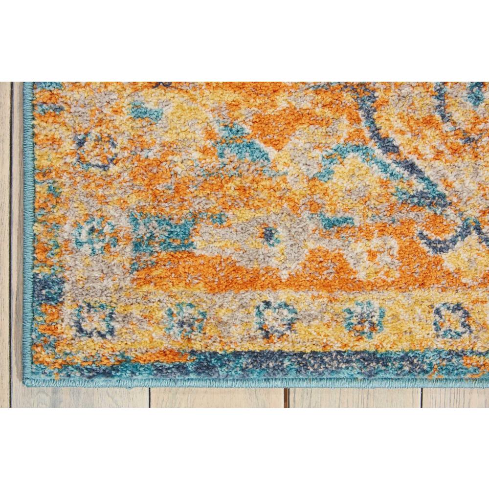 4’ x 6’ Gold and Blue Antique Area Rug Teal/Sun. Picture 2