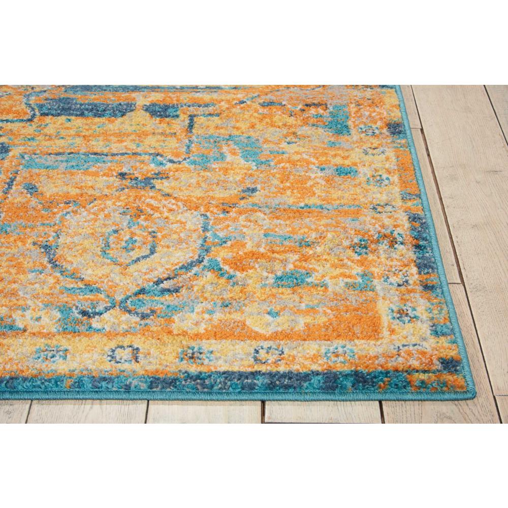 4’ x 6’ Gold and Blue Antique Area Rug Teal/Sun. Picture 5