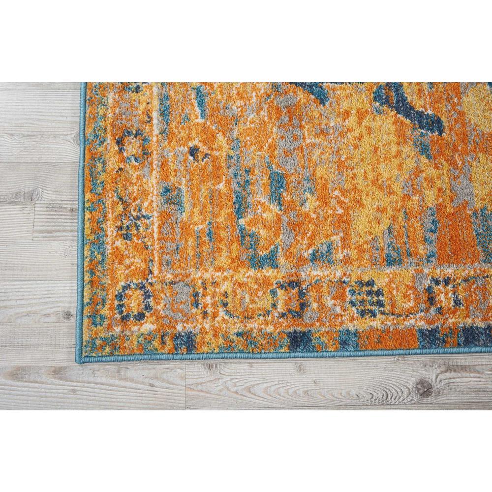 8’ x 10’ Gold and Blue Antique Area Rug Teal/Sun. Picture 2