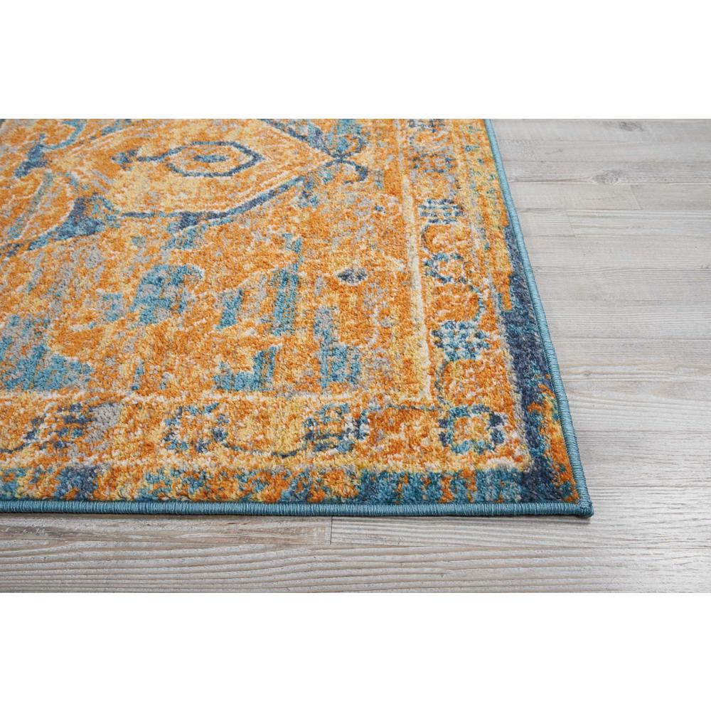 8’ x 10’ Gold and Blue Antique Area Rug Teal/Sun. Picture 5