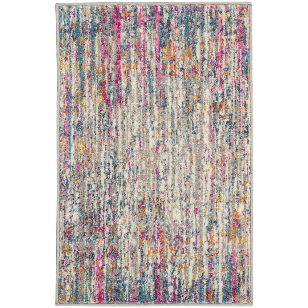 2’ x 3’ Ivory Abstract Striations Scatter Rug Ivory/Multi. Picture 1