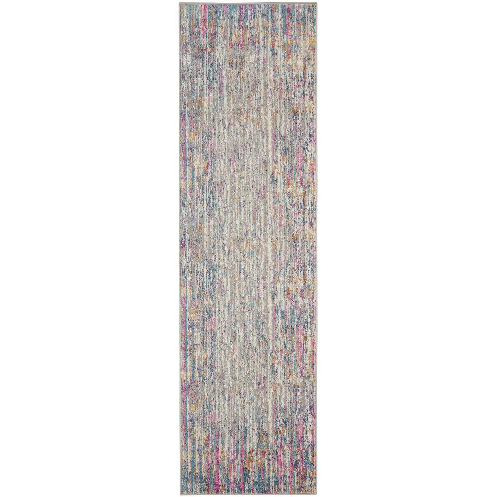 2’ x 10’ Ivory Abstract Striations Runner Rug Ivory/Multi. Picture 1