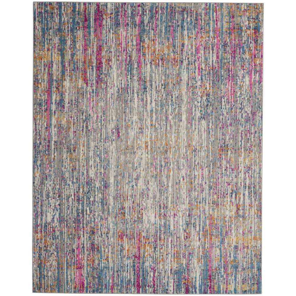7’ x 10’ Ivory Abstract Striations Area Rug Ivory/Multi. Picture 1