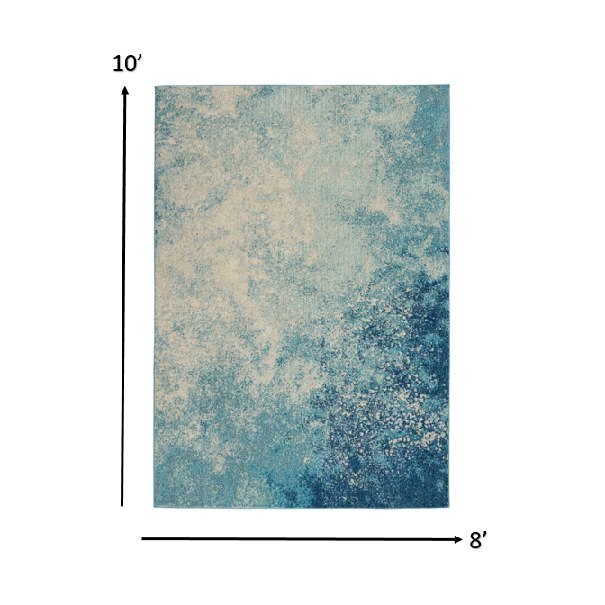 8’ x 10’ Light Blue and Ivory Abstract Sky Area Rug Navy/Light Blue. Picture 7