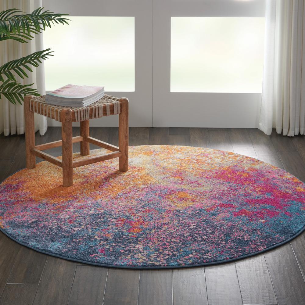 4’ Round Abstract Brights Sunburst Area Rug - 385378. Picture 4
