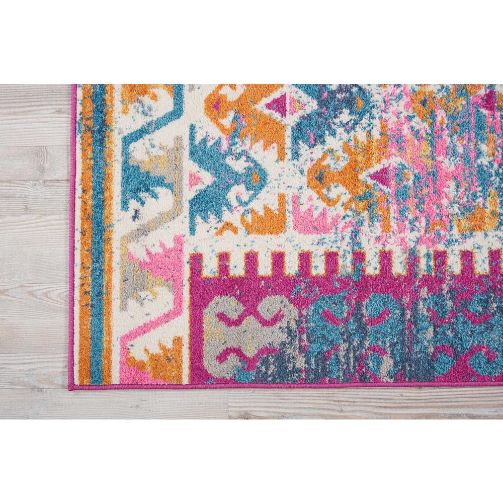 5’ x 7’ Ivory and Magenta Tribal Pattern Area Rug Ivory. Picture 2