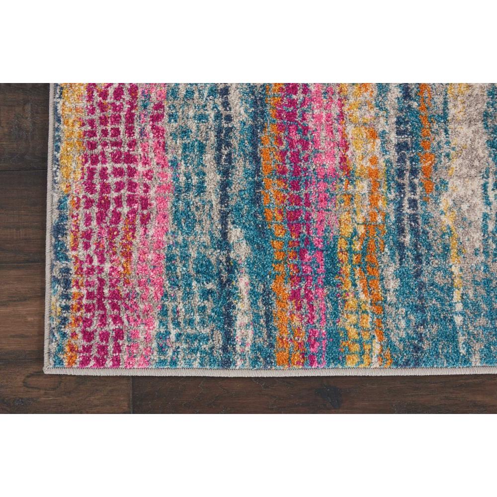 2’ x 8’ Gray Colorful Abstract Stripes Runner Rug Grey/Multicolor. Picture 2