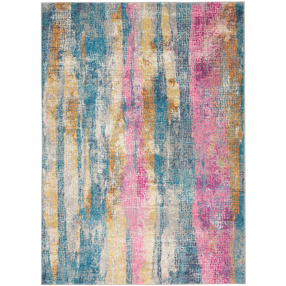 4’ x 6’ Gray Colorful Abstract Stripes Area Rug Grey/Multicolor. Picture 1