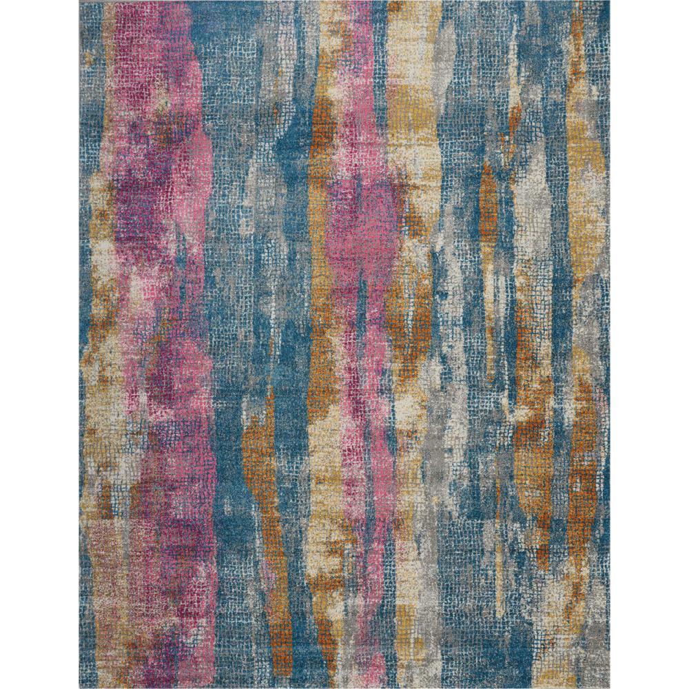 8’ x 10’ Gray Colorful Abstract Stripes Area Rug Grey/Multicolor. Picture 1