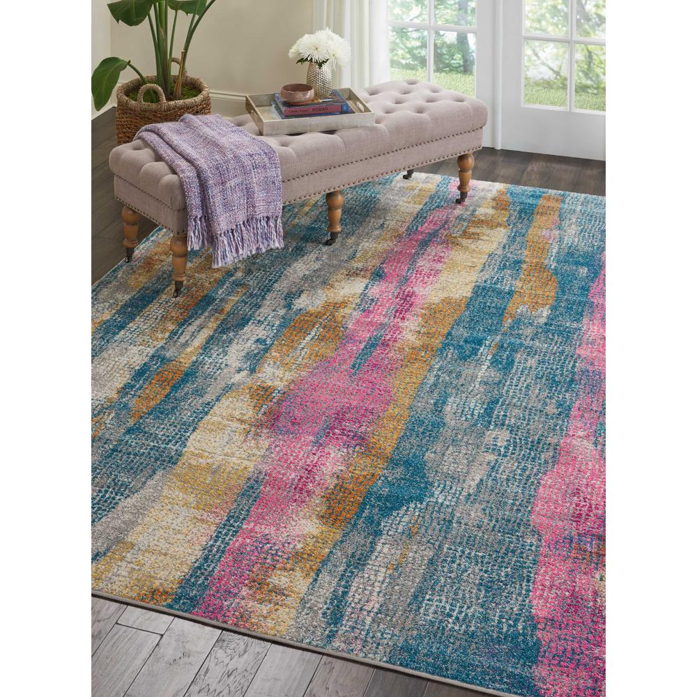 8’ x 10’ Gray Colorful Abstract Stripes Area Rug Grey/Multicolor. Picture 4