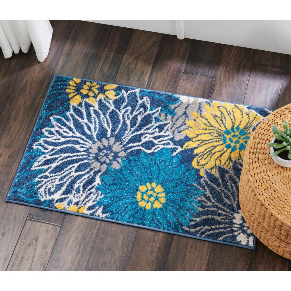 2’ x 3’ Blue Tropical Flower Scatter Rug Blue. Picture 5