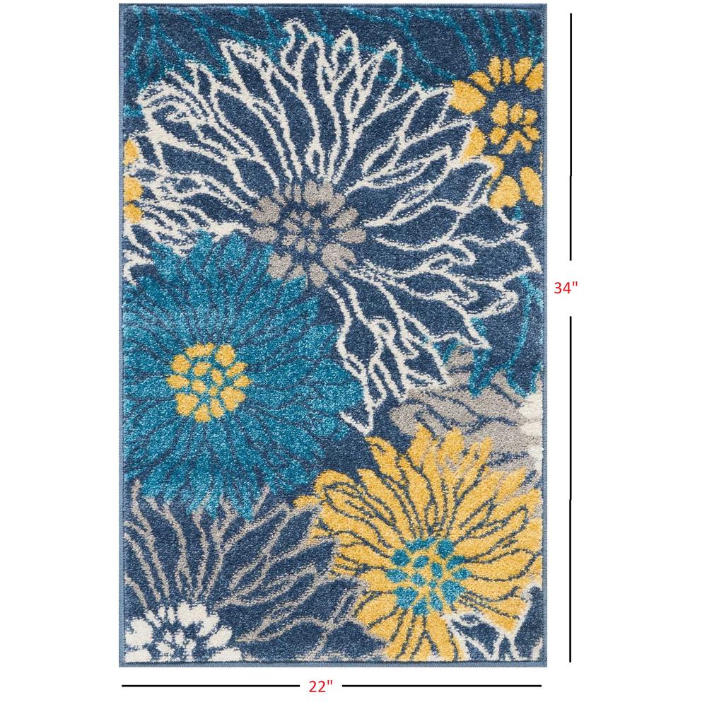 2’ x 3’ Blue Tropical Flower Scatter Rug Blue. Picture 7