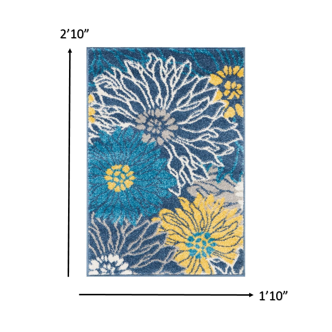 2’ x 3’ Blue Tropical Flower Scatter Rug Blue. Picture 8
