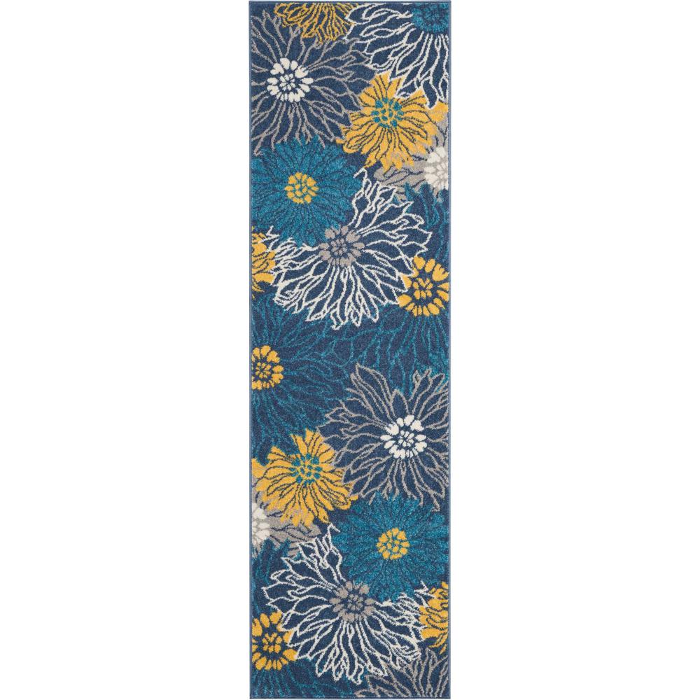2’ x 8’ Blue Tropical Flower Runner Rug Blue. Picture 1