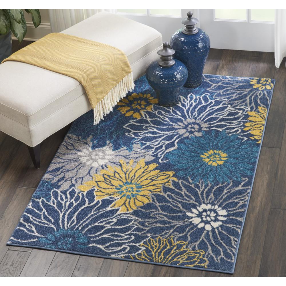4’ x 6’ Blue Tropical Flower Area Rug Blue. Picture 5