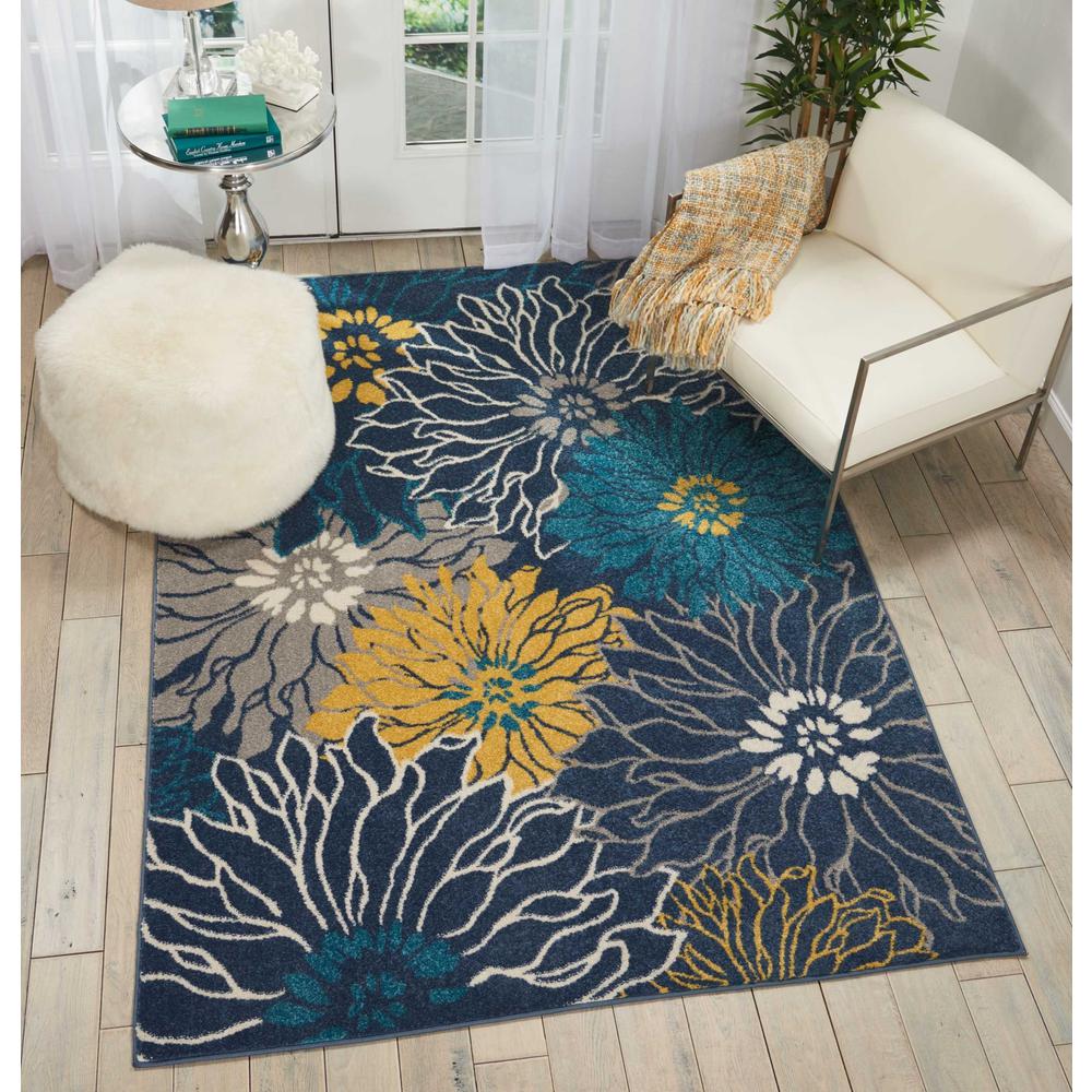 5’ x 7’ Blue Tropical Flower Area Rug Blue. Picture 4