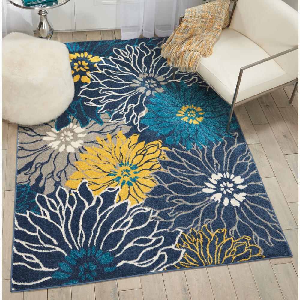 5’ x 7’ Blue Tropical Flower Area Rug Blue. Picture 5