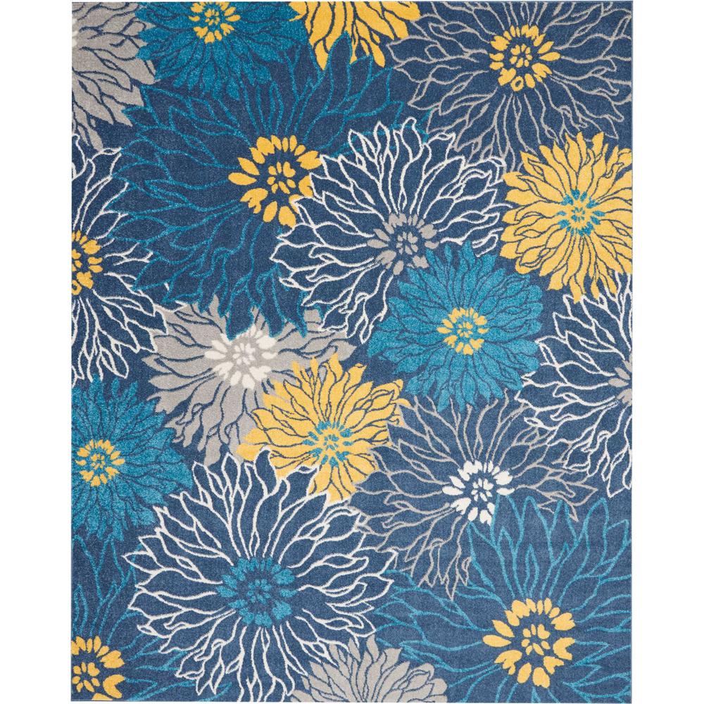 8’ x 10’ Blue Tropical Flower Area Rug Blue. Picture 1