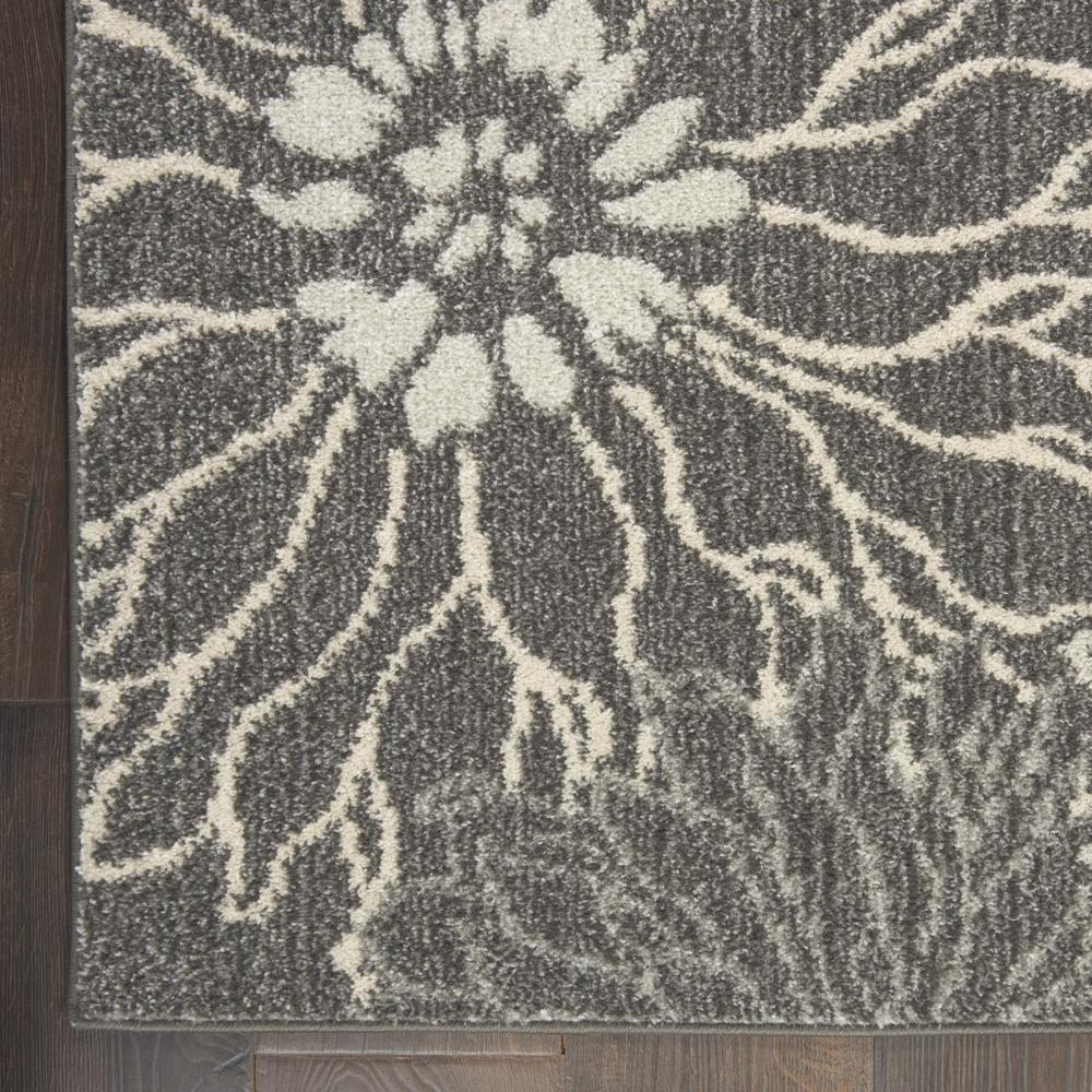 2’ x 6’ Charcoal and Blue Big Flower Runner Rug - 385409. Picture 2