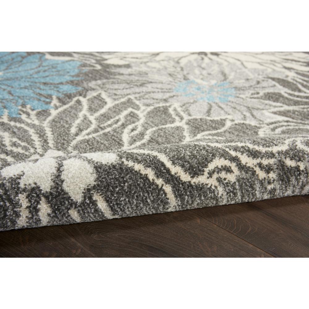 2’ x 8’ Charcoal and Blue Big Flower Runner Rug - 385411. Picture 3